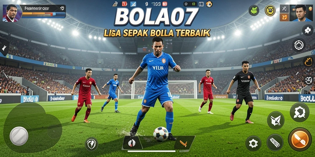 Tampilan gameplay BOLA07 dengan strategi tim sepak bola.