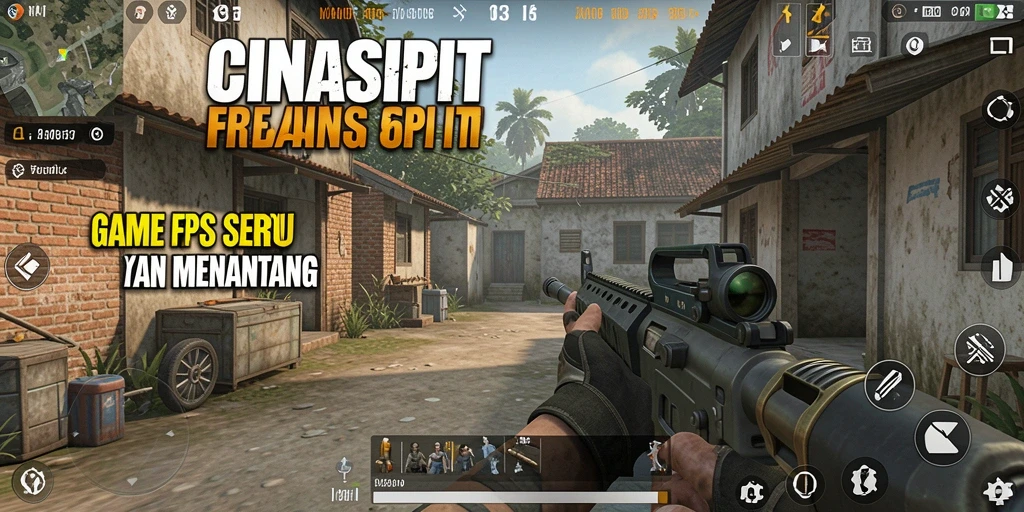 Screenshot gameplay CINASIPIT menampilkan pertempuran FPS yang intens.
