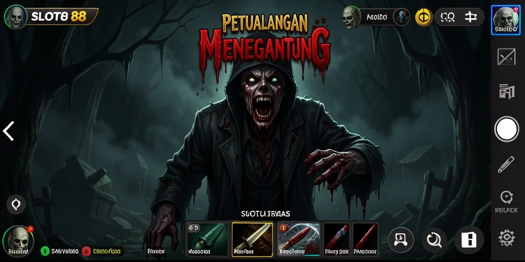 Tampilan gameplay SLOT88 yang mencekam dengan monster menyeramkan.