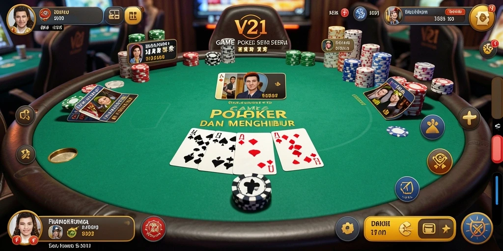 Gameplay Poker V21 dengan tampilan yang menarik dan interaktif.